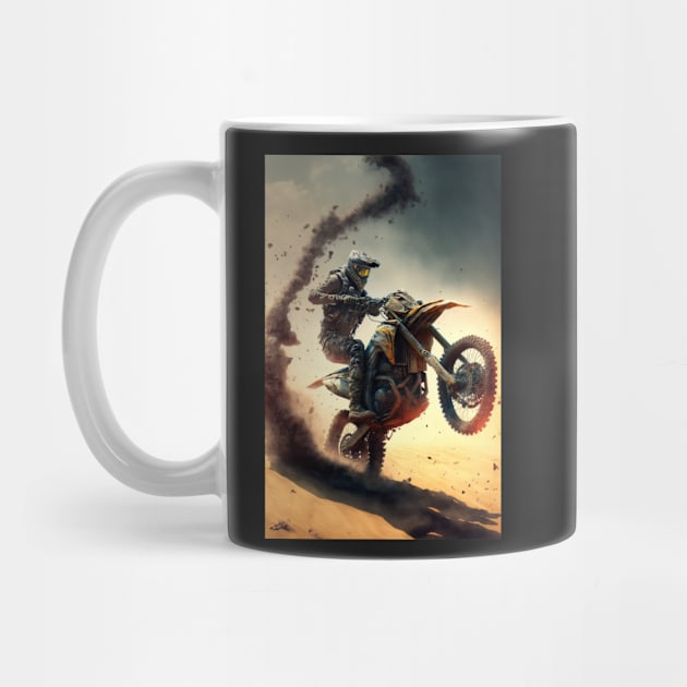 Fast Dirt bike rider on mars W/ dirt CGI style by KoolArtDistrict